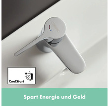 Nahaufnahme einer Armatur mit dem CoolStart Symbol, das Energie sparen symbolisiert.