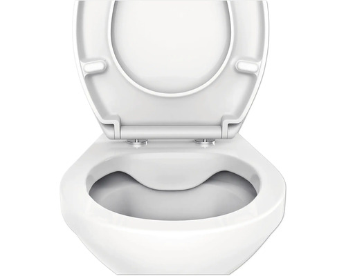 Weisse Toilette mit offenem Deckel