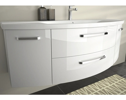 Meuble sous-vasque blanc avec tiroirs et porte pour salle de bain