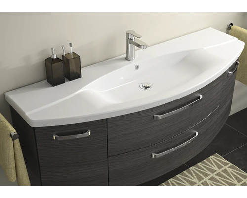 Waschtischunterschrank mit Waschbecken, Armatur und zwei Schubladen