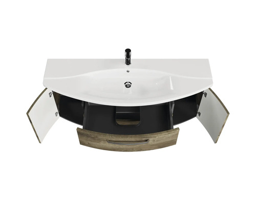 Meuble sous-vasque avec lavabo, deux portes et tiroir