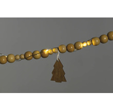 Guirlande lumineuse décorative avec boules en bois et pendentif sapin de Noël en bois