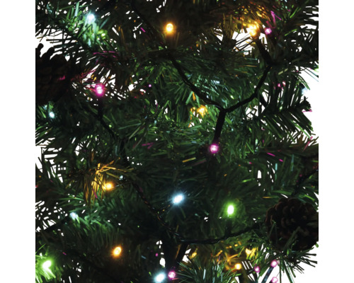 Guirlande lumineuse avec lumières colorées sur un sapin de Noël