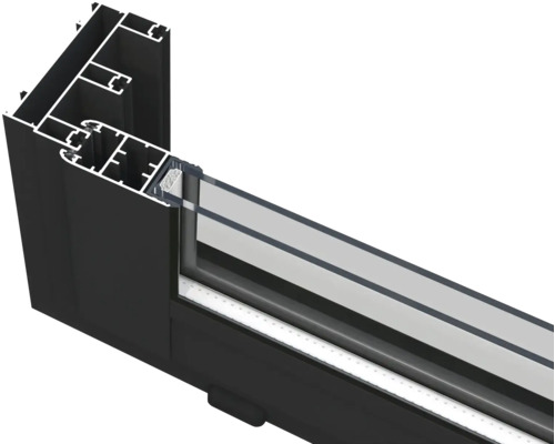 Vue détaillée d''un profilé de fenêtre en aluminium