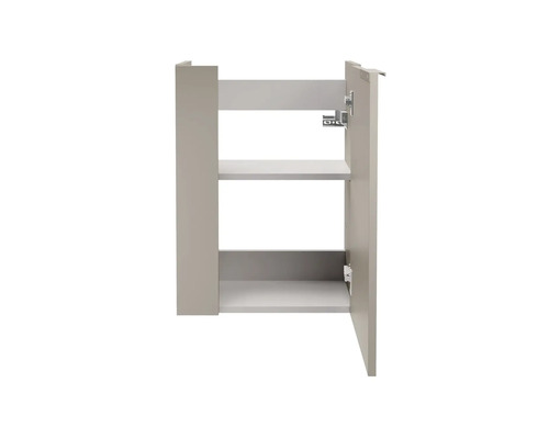 Armoire de salle de bain ouverte avec deux étagères de rangement