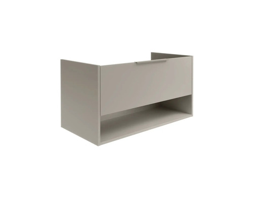 Meuble sous-lavabo avec tiroir et compartiment ouvert