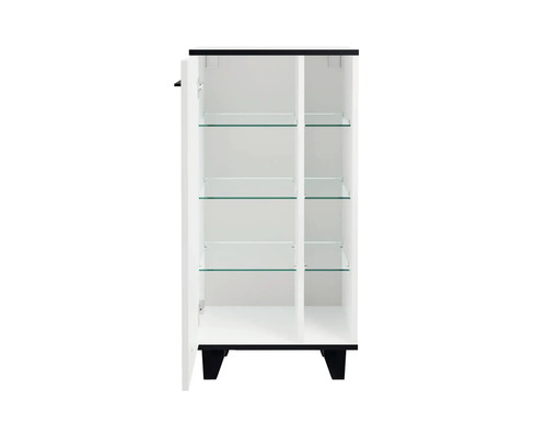 Armoire de salle de bain ouverte avec étagères en verre