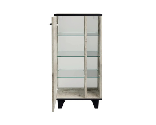 Vitrine mit Tür und Glasböden