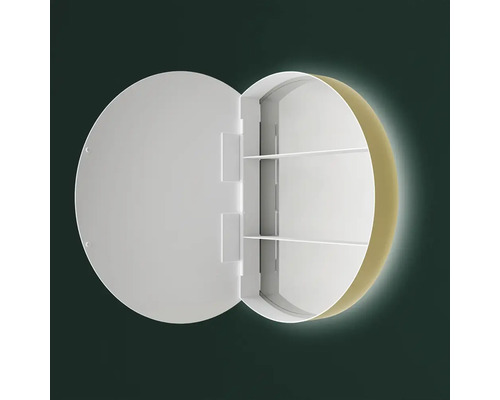 Armoire de toilette ronde ouverte avec étagères