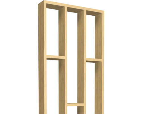 Holzregal mit mehreren offenen Fächern