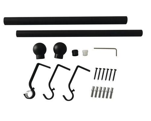 Gardinenstangenset mit Stangen, Endstücken, Halterungen und Montagezubehör