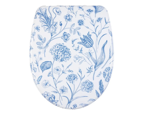 WC-Sitz mit blauem Blumendekor