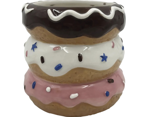 Pot de fleurs en forme de trois donuts empilés