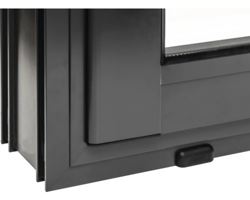 Vue détaillée d''une fenêtre coulissante grise