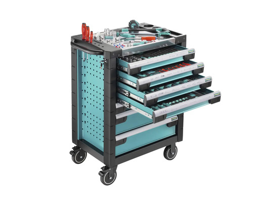 Chariot à outils avec outils et tiroirs