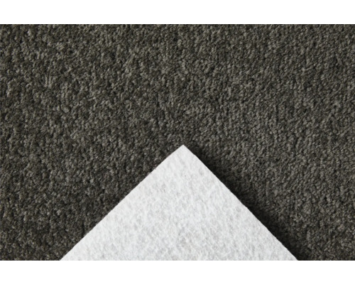 Nahaufnahme eines grauen Teppichs mit weißer Rückseite