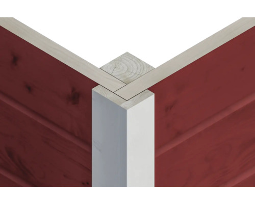 Eckdetail eines Holzhauses mit Eckständer