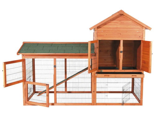 Poulailler autoportant en bois avec grillage et plusieurs portes