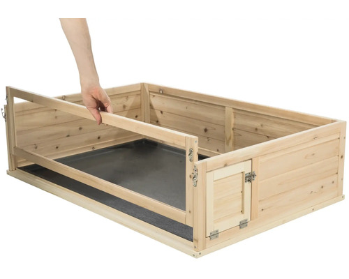 Niche pour chien en bois avec porte et grille