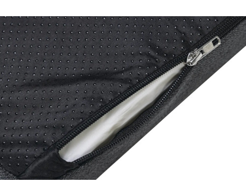 Detailansicht eines Hundebetts mit Reissverschluss und rutschfester Unterseite