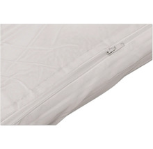 Gros plan d''un sac de couchage blanc avec fermeture éclair