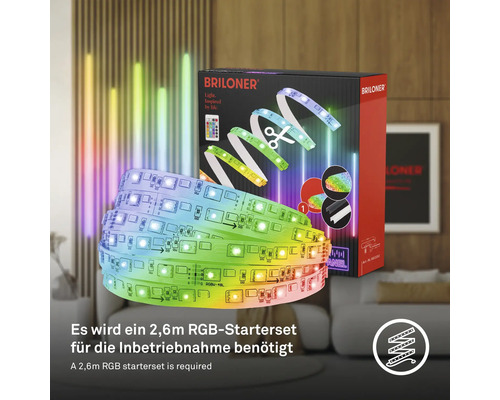 Briloner Logo. 2.6 meter RGB LED Stripe Lichtleiste mit Verpackung.