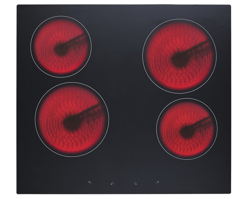 Plaque de cuisson noire avec quatre zones de cuisson