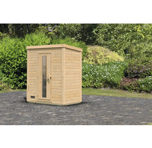 Chalet sauna Karibu Talos sans poêle et porte en bois et verre isolant