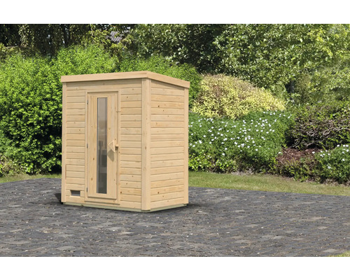 Chalet sauna Karibu Talos sans poêle et porte en bois et verre isolant