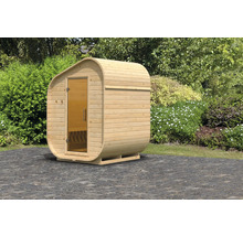 Sauna baril Karibu Rondi 1 sans poêle et porte tout verre en verre transparent