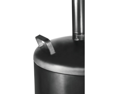 Detailansicht eines Edelstahlbehälters mit Griff