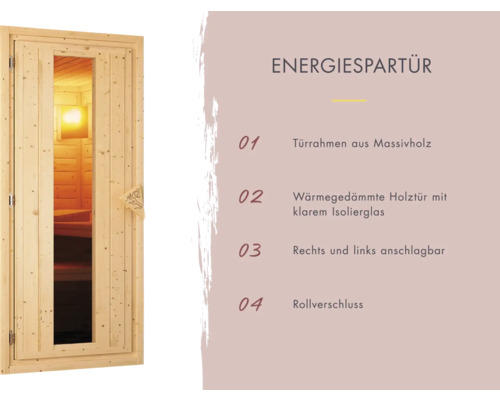 Energiespartür aus Massivholz mit Isolierglas