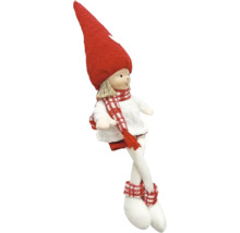 Figurine décorative d''elfe avec bonnet rouge et écharpe pour la période de Noël