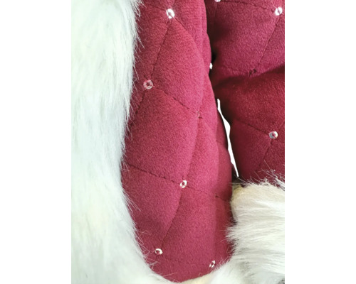 Dekorativer Weihnachtsmannmantel mit weißem Kunstfell und Ziersteinen