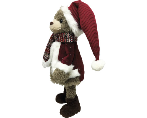Teddybär mit Weihnachtsmütze und Mantel