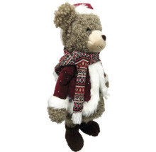 Ours en peluche décoratif avec vêtements d''hiver et bonnet
