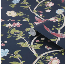 Rouleau de papier peint avec motif de fleurs, d''oiseaux et de papillons