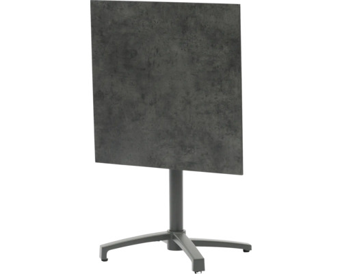 Stehtisch mit grauer Tischplatte und Fuß