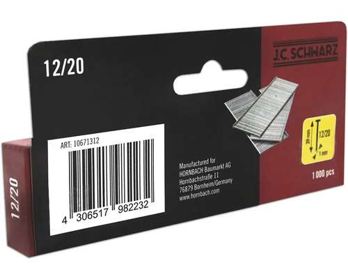 J.C. Schwarz Heftklammern 12/20, 1000 Stück