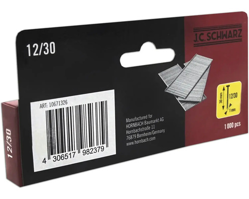 J.C. Schwarz Klammern 12/30, Packung mit 1000 Stück