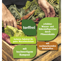 Gemüsekiste mit torffreier Erde, erhöhtem Wasser- und Nährstoffspeicher, Pflanzenkohle, Substrat für gutes Wurzelwachstum, hochwertigem Kompost und nachwachsenden Rohstoffen