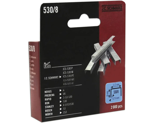Agrafes J.C. Schwarz 530/8, paquet de 2000 pièces