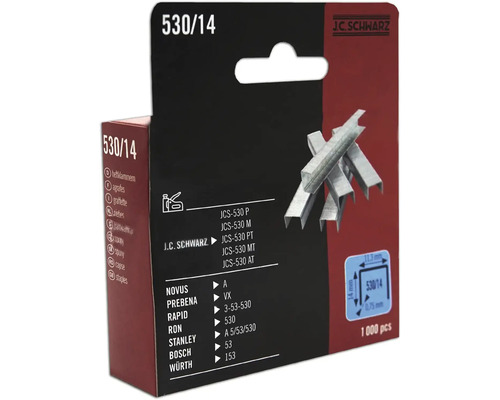 J.C. Schwarz Heftklammern 530/14, 1000 Stück