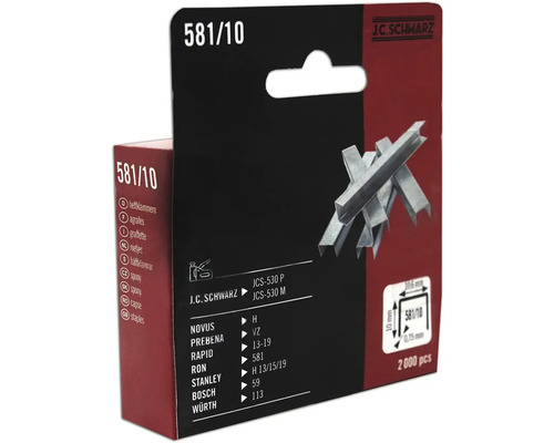 J.C. Schwarz Heftklammern Typ 581/10, Packung mit 2000 Stück