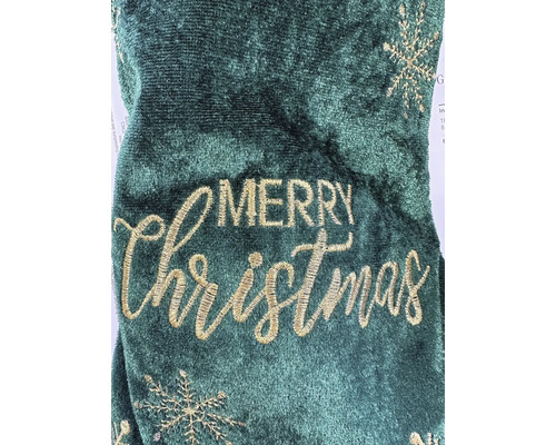 Weihnachtsstrumpf aus Samt mit gesticktem Schriftzug Frohe Weihnachten