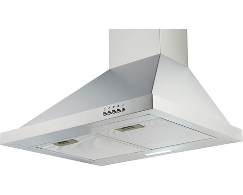 Hotte aspirante en métal avec boutons de commande et éclairage