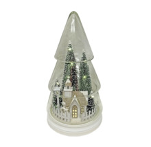 Boule à neige décorative avec motif de Noël et éclairage LED en forme de sapin