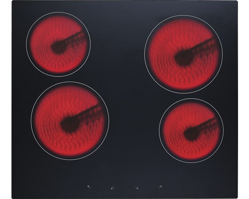 Plaque électrique noire avec quatre zones de cuisson