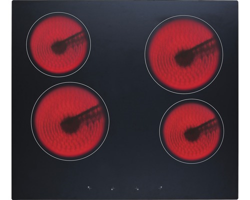 Plaque de cuisson noire avec quatre zones de cuisson