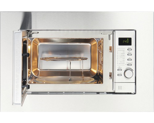 Micro-ondes ouvert en acier inoxydable avec plateau tournant et grille